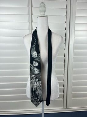 Ralph Marlin Black and White Three Stooges Novelty Tie Y2K Retro